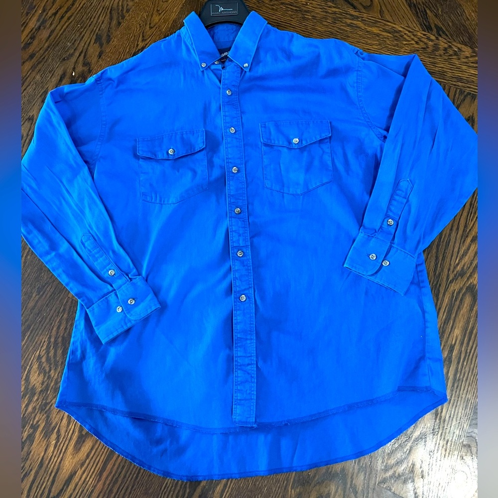 XL long tails vintage royal blue western  country 17.5-35 dual pocket long arm